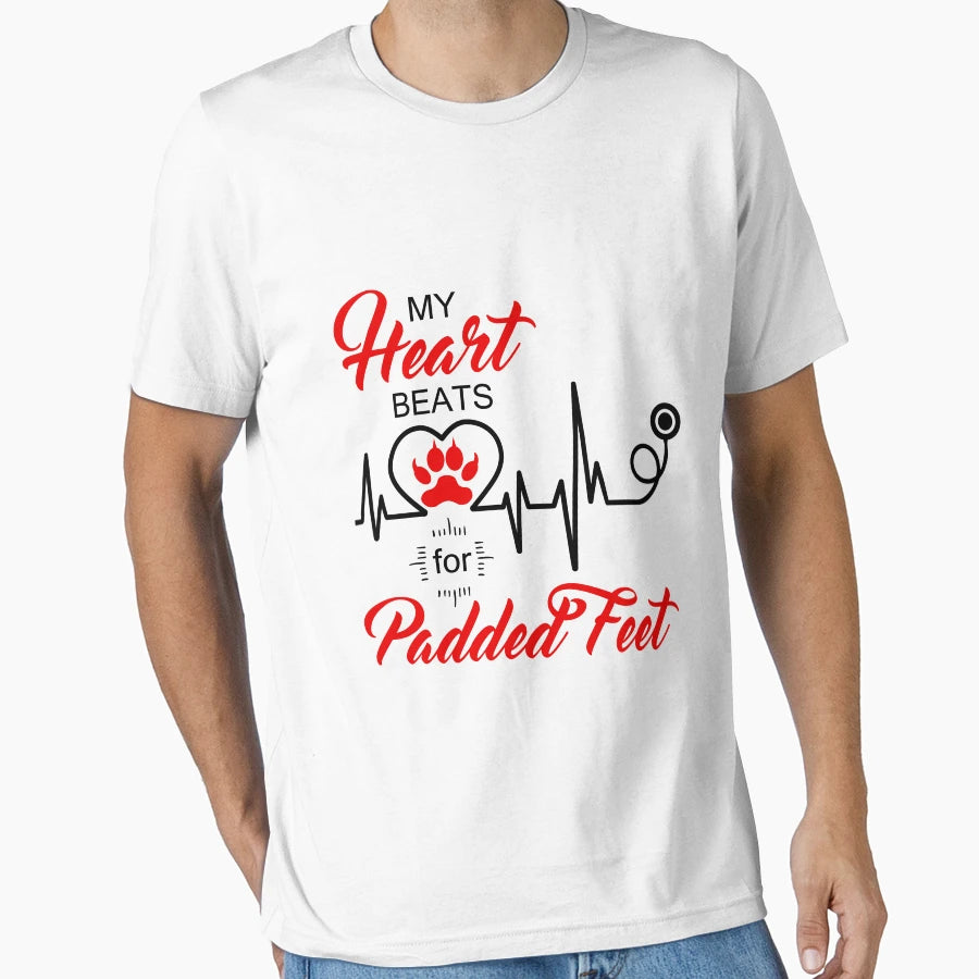 Dog Lover My Heart Beats Padded Feet T-Shirt - Aesthetic Graphic for Adults - T-Shirt, Sweatshirt, Hoodie