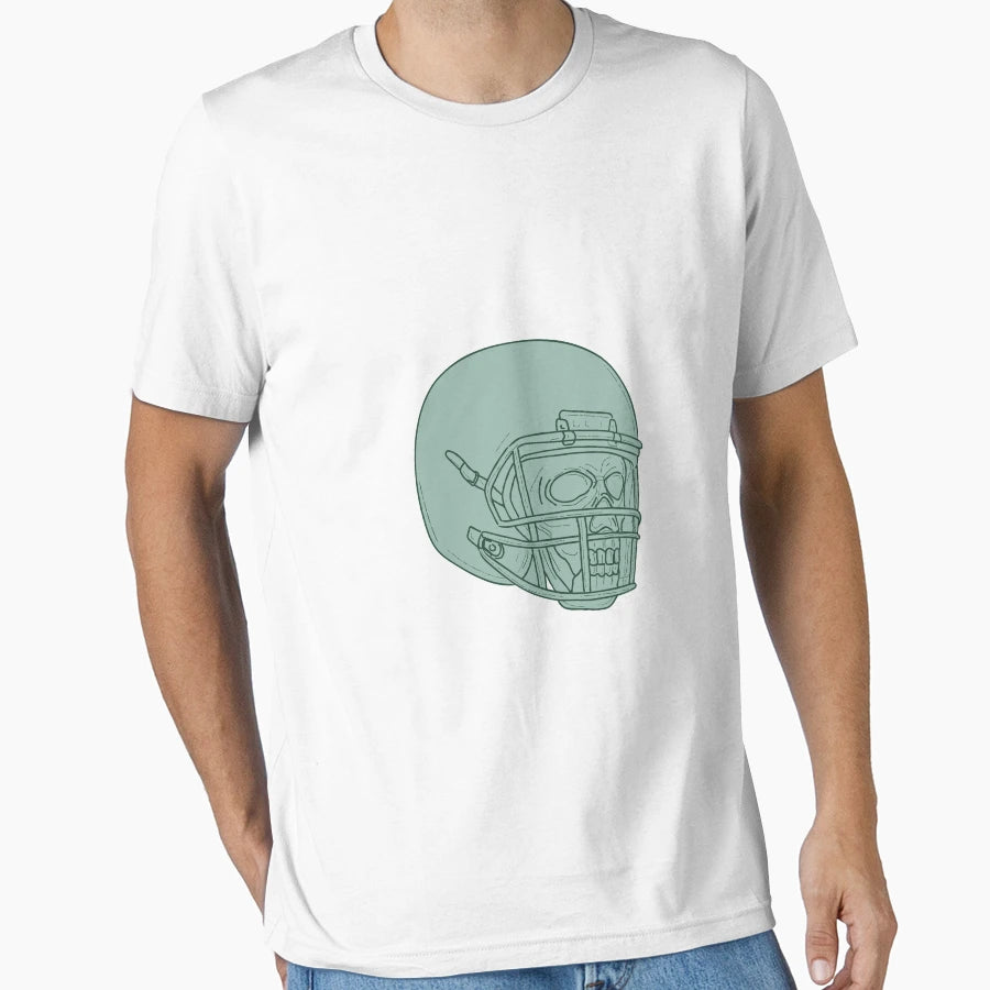 Football Quarterback Skull Drawing T-Shirt - Fun Novelty Design Men Women - T-Shirt, Sweatshirt, Hoodie