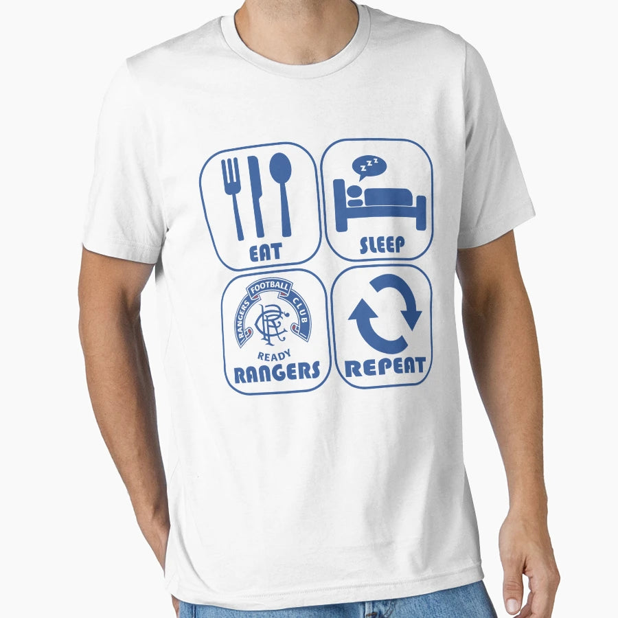 Eat Sleep Football Repeat Rangers T-Shirt - Fun Novelty Design Men Women - T-Shirt, Sweatshirt, Hoodie