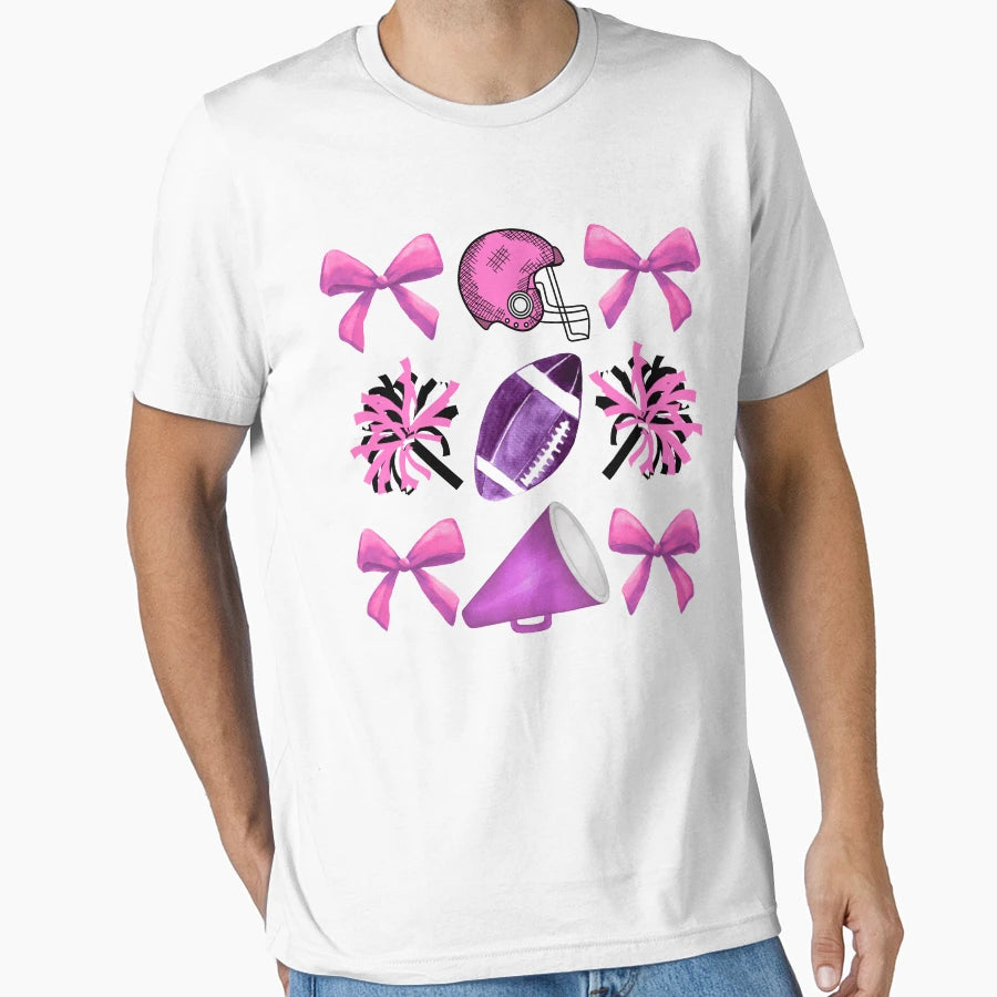 Cheer Football Purple T-Shirt - Graphic Print Unisex - T-Shirt, Sweatshirt, Hoodie