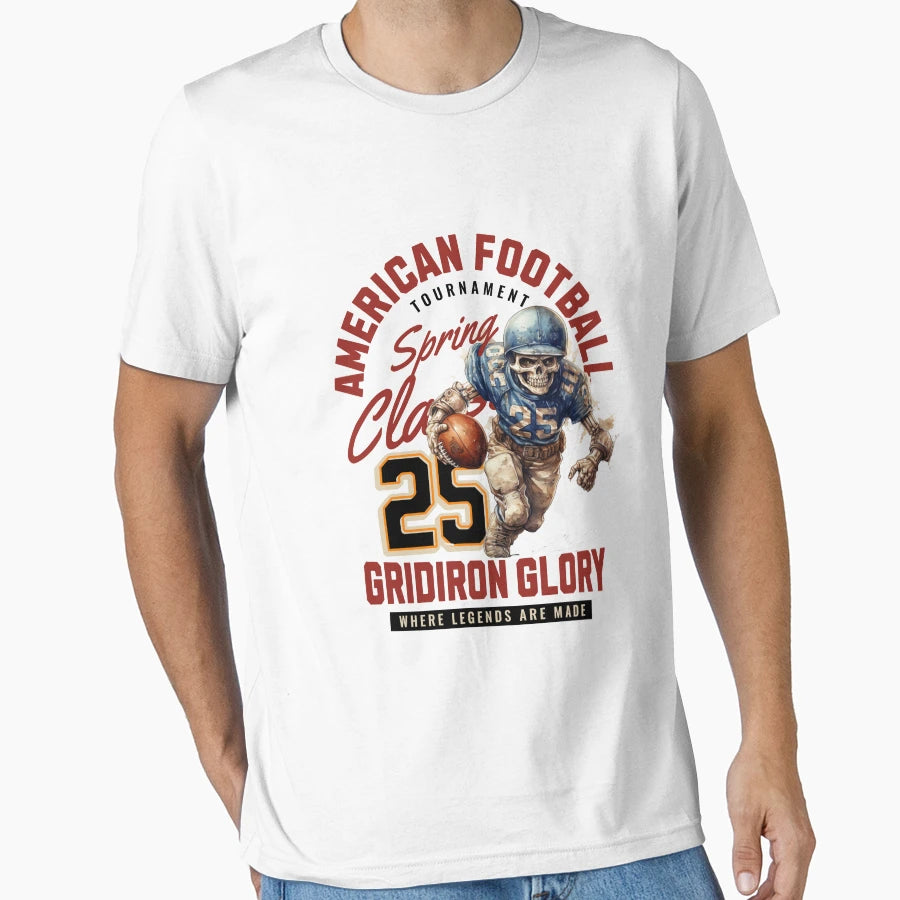 Preppy Skeleton American Football T-Shirt - Graphic Print Unisex - T-Shirt, Sweatshirt, Hoodie