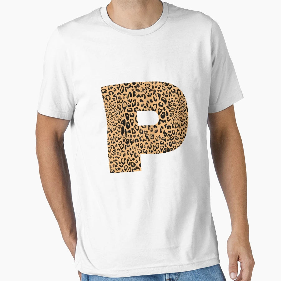 Haute Leopard Letter P Initial Rich T-Shirt - Unique Graphic for Adults - T-Shirt, Sweatshirt, Hoodie
