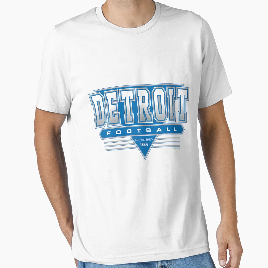 Detroit Football 90S Throwback T-Shirt - Graphic Print Unisex - T-Shirt, Sweatshirt, Hoodie