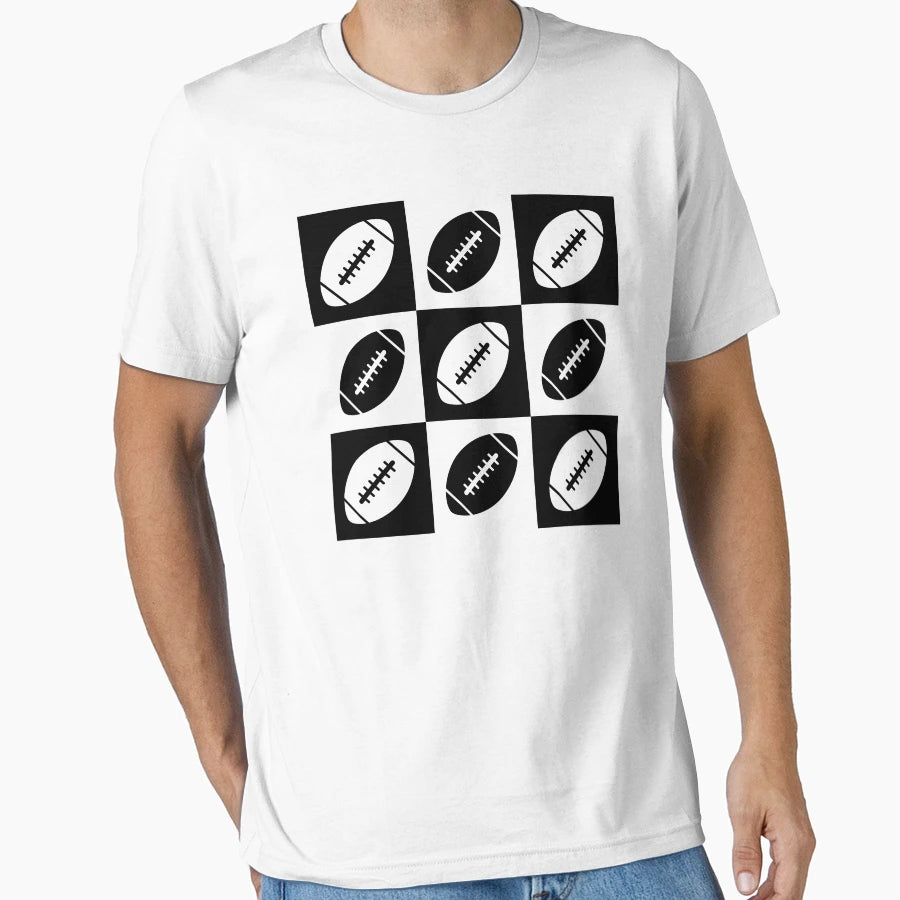 Groovy Checkerboard Football Aesthetic T-Shirt - Graphic Print Unisex - T-Shirt, Sweatshirt, Hoodie