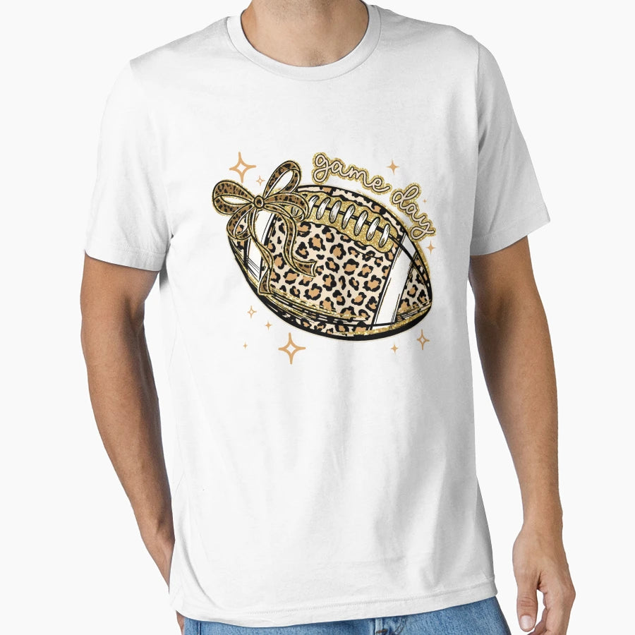 Leopard Glitter Game Day Football T-Shirt - Fun Novelty Design Unisex - T-Shirt, Sweatshirt, Hoodie