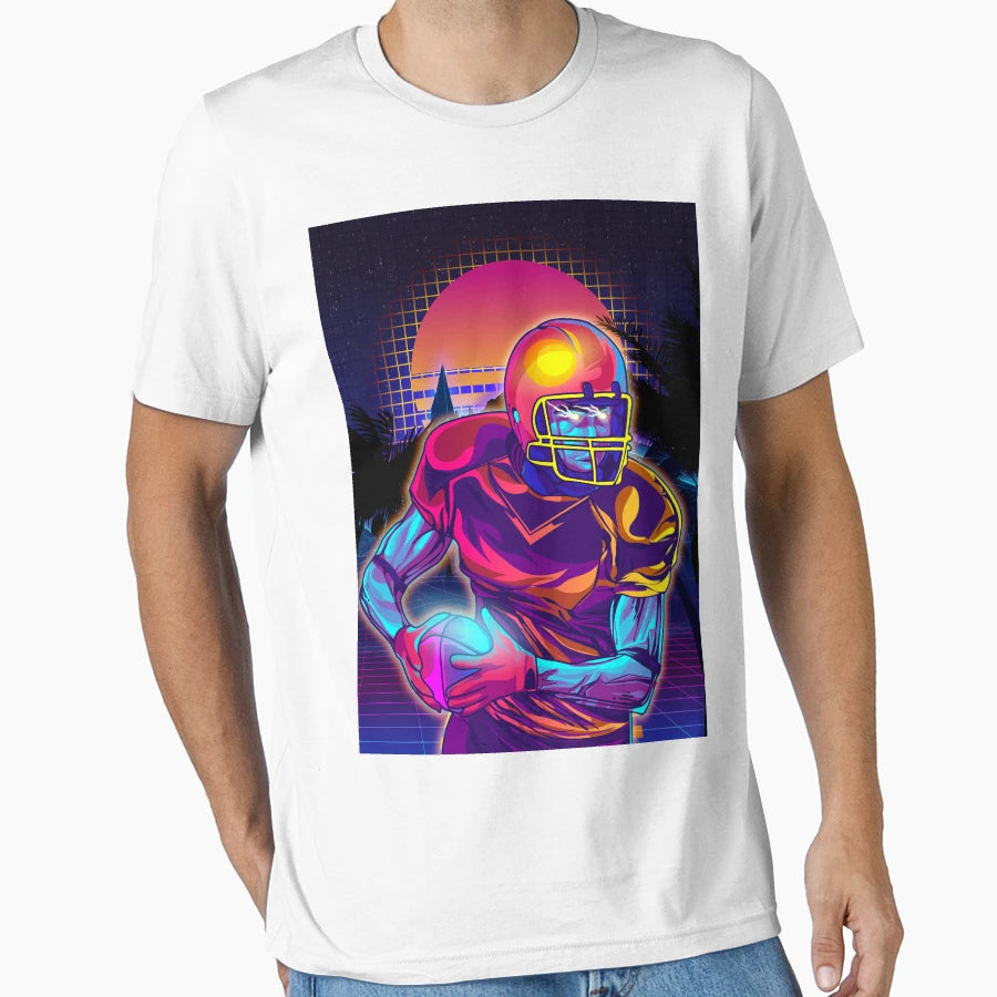 American Football Player Vaporwave 80S T-Shirt - Trendy Graphic for Adults - T-Shirt, Sweatshirt, Hoodie