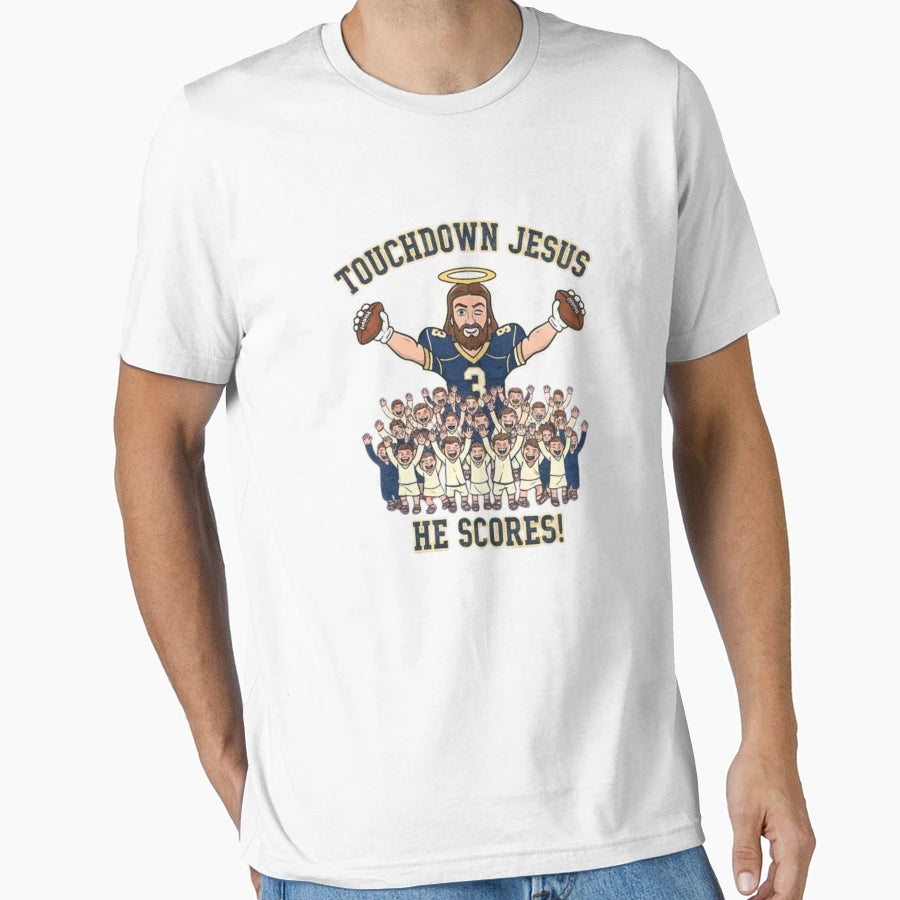 Touchdown Jesus Jesus As Goal Keeper T-Shirt - Minimalist Print for Adults - T-Shirt, Sweatshirt, Hoodie
