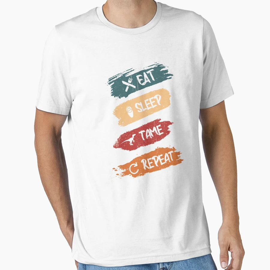 Eat Sleep Tame Repeat Black Version T-Shirt - Novelty Apparel Unisex - T-Shirt, Sweatshirt, Hoodie