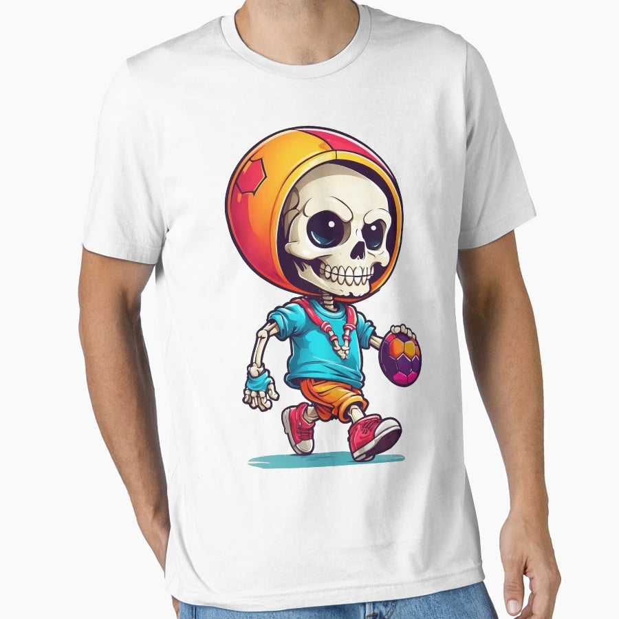 Skull Playing Football T-Shirt - Aesthetic Graphic Unisex - T-Shirt, Sweatshirt, Hoodie