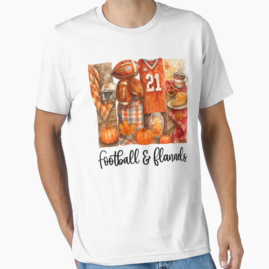 Watercolor Football And Flannels T-Shirt - Casual Everyday Wear Men Women - T-Shirt, Sweatshirt, Hoodie