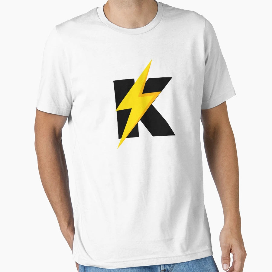 K Lightning Bolt Smiley Face T-Shirt - Minimalist Print for Adults - T-Shirt, Sweatshirt, Hoodie