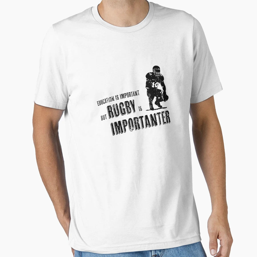 Education Is Important But Rugby Is T-Shirt - Minimalist Print for Adults - T-Shirt, Sweatshirt, Hoodie