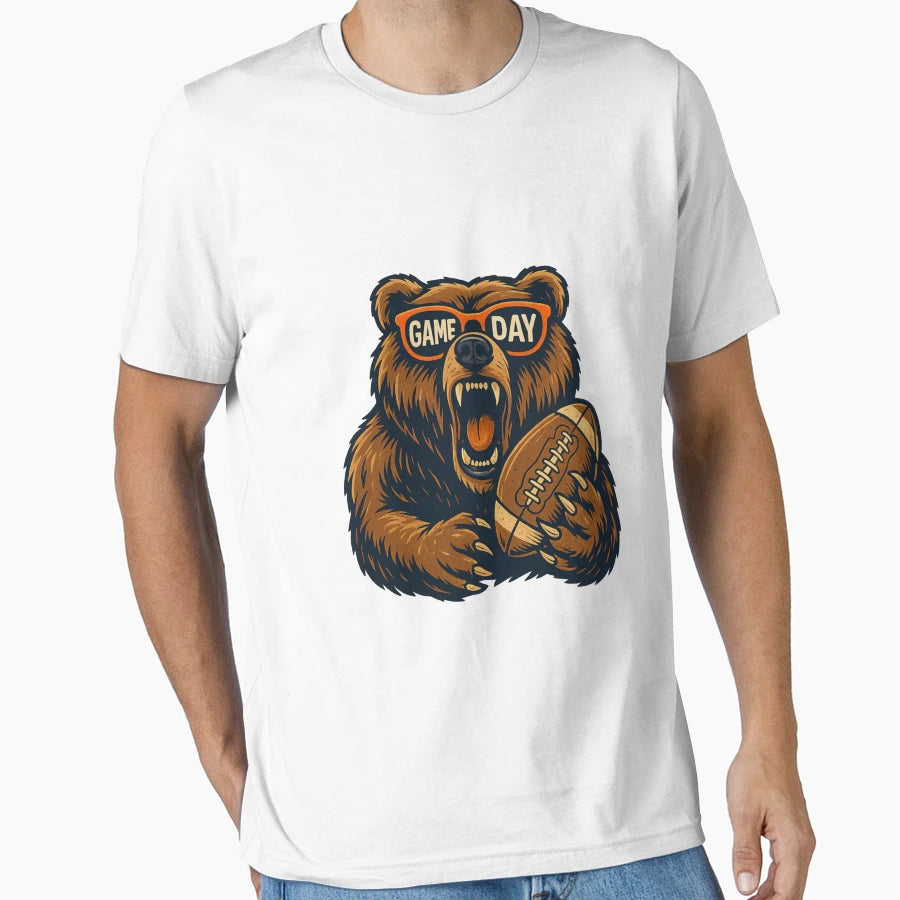 Funny Football Bear Game Day Fans T-Shirt - Fun Novelty Design for Adults - T-Shirt, Sweatshirt, Hoodie