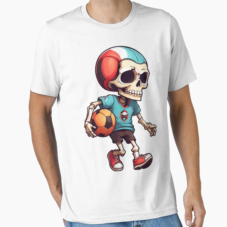 Cartoon Skull Playing Soccer T-Shirt - Fun Novelty Design Unisex - T-Shirt, Sweatshirt, Hoodie