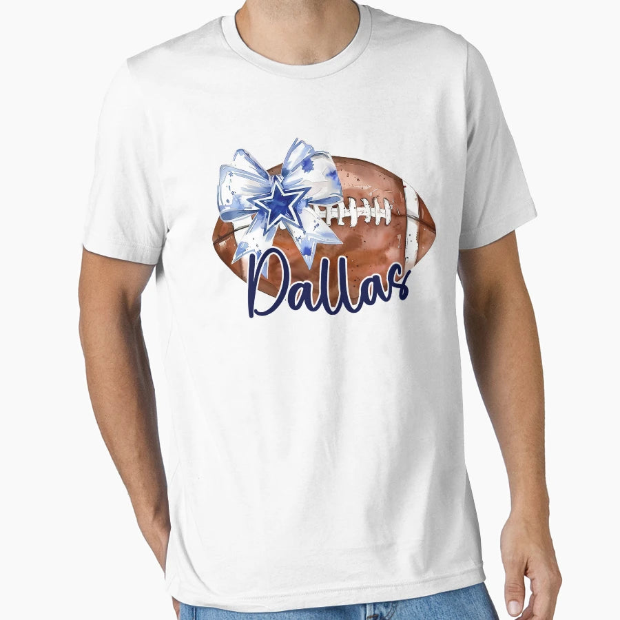 Dallas Football Coquette Bow T-Shirt - Casual Everyday Wear for Adults - T-Shirt, Sweatshirt, Hoodie
