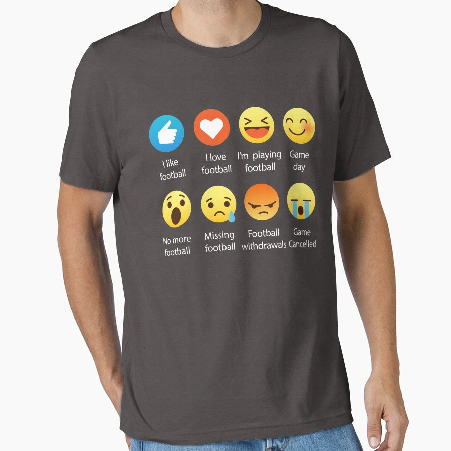 I Love Football Emoji Emoticon T-Shirt - Casual Everyday Wear Men Women - T-Shirt, Sweatshirt, Hoodie