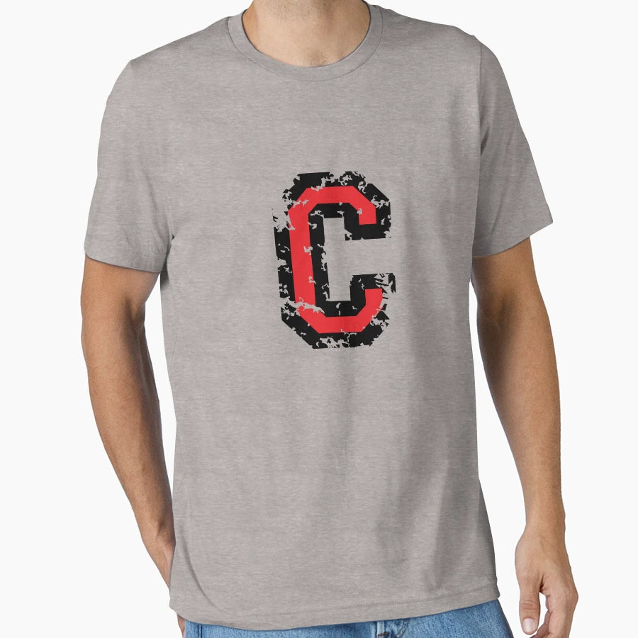 Letter C Distressed Two Color Black Red T-Shirt - Unique Graphic Men Women - T-Shirt, Sweatshirt, Hoodie