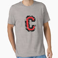 Letter C Distressed Two Color Black Red T-Shirt - Unique Graphic Men Women - T-Shirt, Sweatshirt, Hoodie
