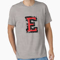 Letter E Distressed Two Color Black Red T-Shirt - Novelty Apparel Unisex - T-Shirt, Sweatshirt, Hoodie