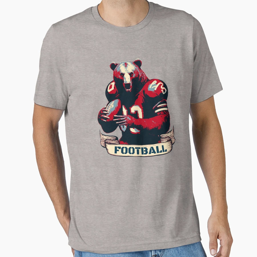 American Football Bear T-Shirt - Minimalist Print Men Women - T-Shirt, Sweatshirt, Hoodie