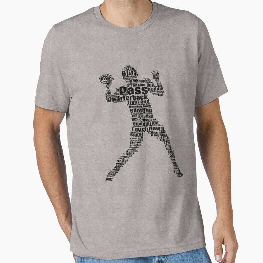 Quarterback Word Cloud Football T-Shirt - Aesthetic Graphic for Adults - T-Shirt, Sweatshirt, Hoodie