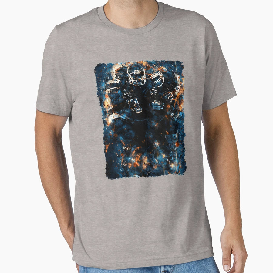 Football Team Red Blue Fire Art T-Shirt - Minimalist Print Unisex - T-Shirt, Sweatshirt, Hoodie