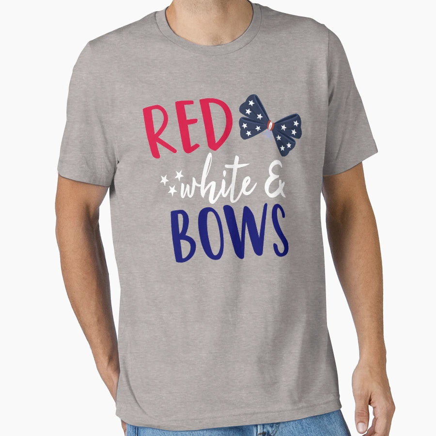 Red White And Bows Patriotic Svg Svg T-Shirt - Minimalist Print Men Women - T-Shirt, Sweatshirt, Hoodie