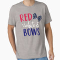 Red White And Bows Patriotic Svg Svg T-Shirt - Minimalist Print Men Women - T-Shirt, Sweatshirt, Hoodie