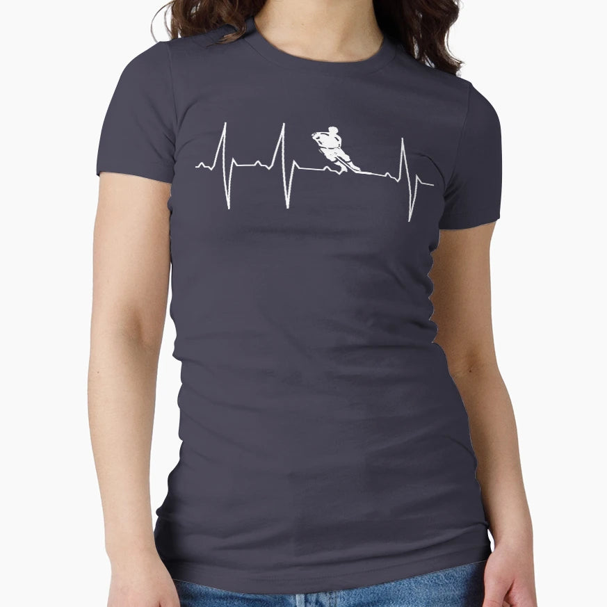 Heartbeat Ice Hockey T-Shirt - Aesthetic Graphic for Adults - T-Shirt, Sweatshirt, Hoodie