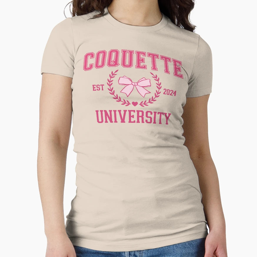 Coquette University Coquette Bow T-Shirt - Unique Graphic for Adults - T-Shirt, Sweatshirt, Hoodie