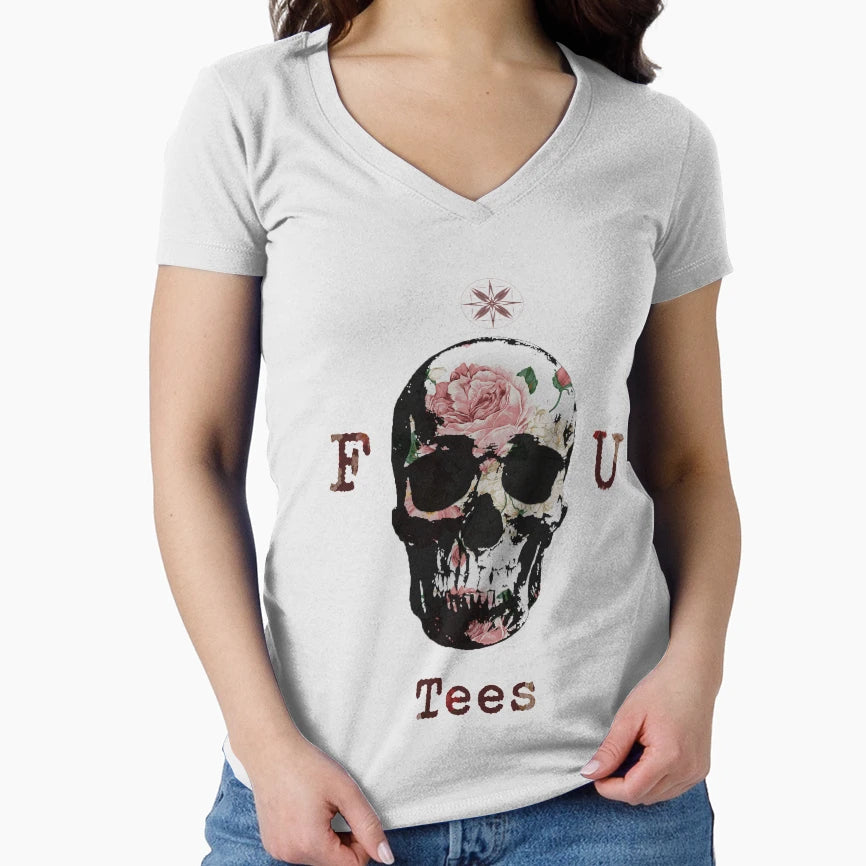 Flower Skull T-Shirt - Novelty Apparel Unisex - T-Shirt, Sweatshirt, Hoodie