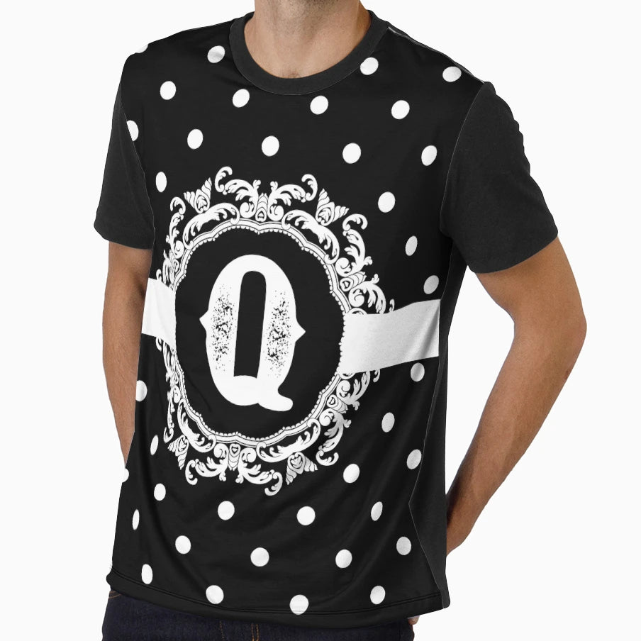Black Monogram Letter Q T-Shirt - Streetwear Style for Adults - T-Shirt, Sweatshirt, Hoodie
