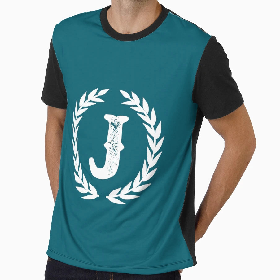 Dark Teal Monogram Letter J T-Shirt - Aesthetic Graphic Men Women - T-Shirt, Sweatshirt, Hoodie