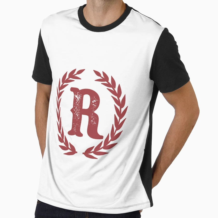Rustic Red Monogram Letter R T-Shirt - Custom Art Print for Adults - T-Shirt, Sweatshirt, Hoodie