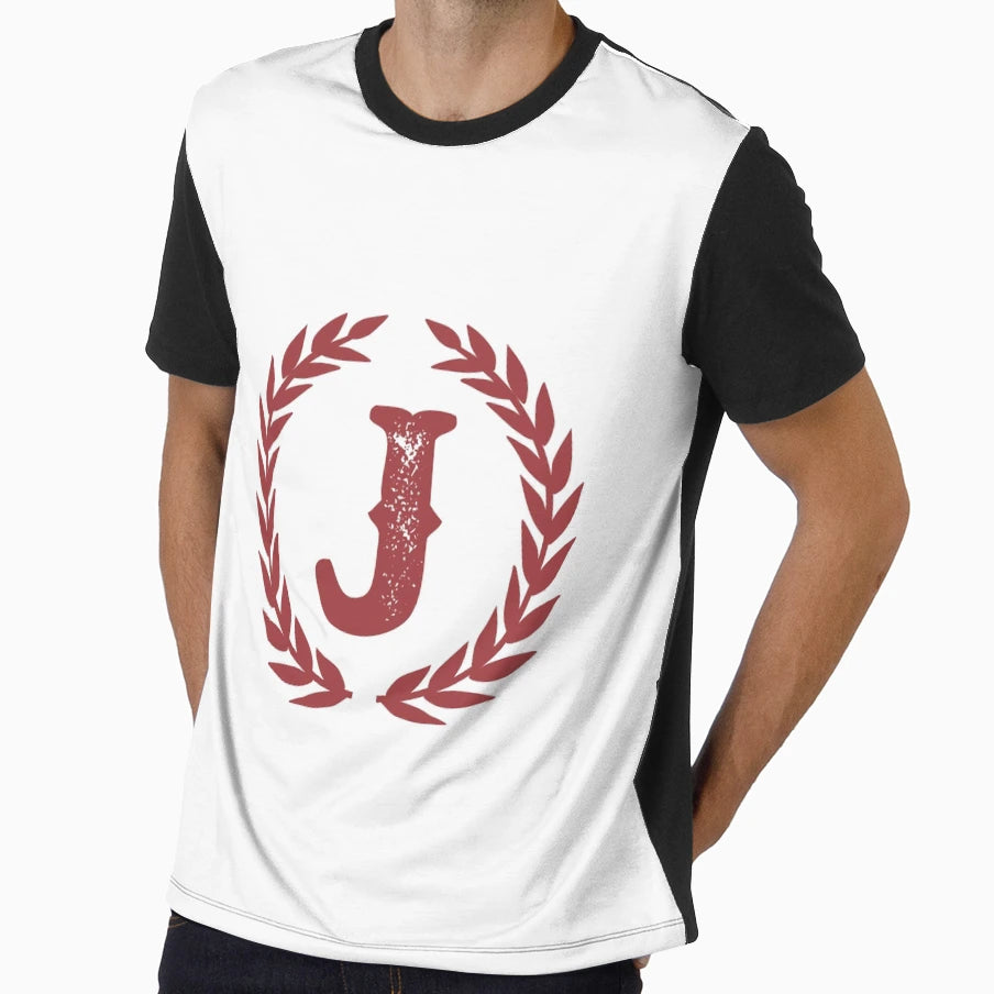 Rustic Red Monogram Letter J T-Shirt - Trendy Graphic Men Women - T-Shirt, Sweatshirt, Hoodie