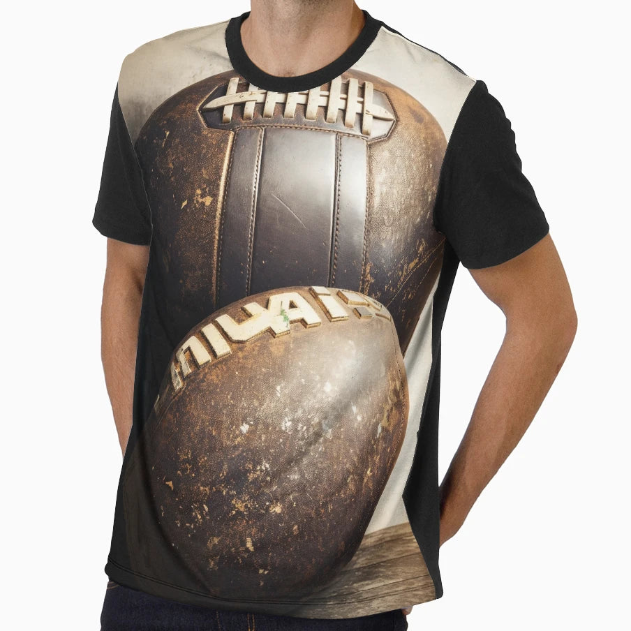 2 Football Worn Out Textures T-Shirt - Fun Novelty Design Men Women - T-Shirt, Sweatshirt, Hoodie