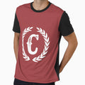Rustic Red Monogram Letter C T-Shirt - Custom Art Print Men Women - T-Shirt, Sweatshirt, Hoodie