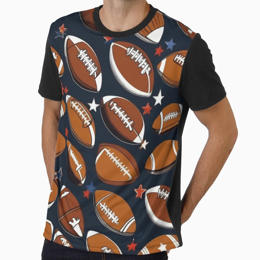 Football Pattern Balls Gridiron Usa T-Shirt - Custom Art Print for Adults - T-Shirt, Sweatshirt, Hoodie