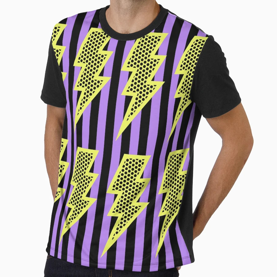 Lightning Bolt Pattern 322 Black T-Shirt - Novelty Apparel for Adults - T-Shirt, Sweatshirt, Hoodie