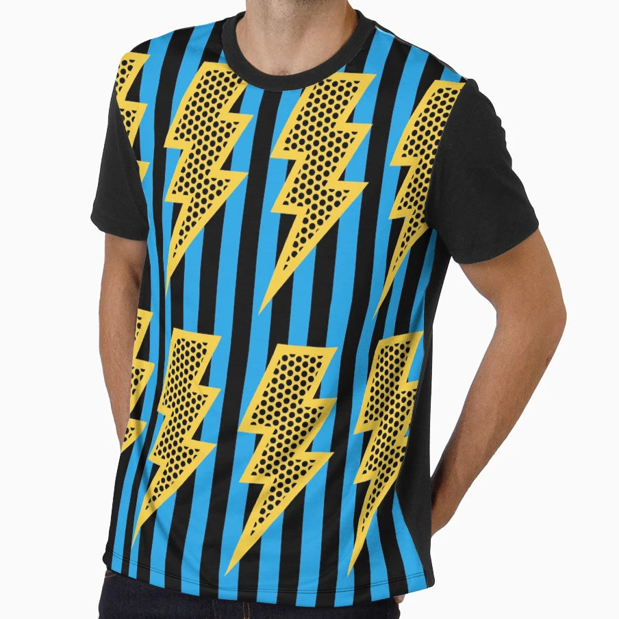 Lightning Bolt Pattern 321 Black Cyan T-Shirt - Unique Graphic Men Women - T-Shirt, Sweatshirt, Hoodie