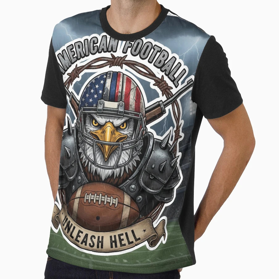 American Football Patriotic Warrior T-Shirt - Aesthetic Graphic for Adults - T-Shirt, Sweatshirt, Hoodie