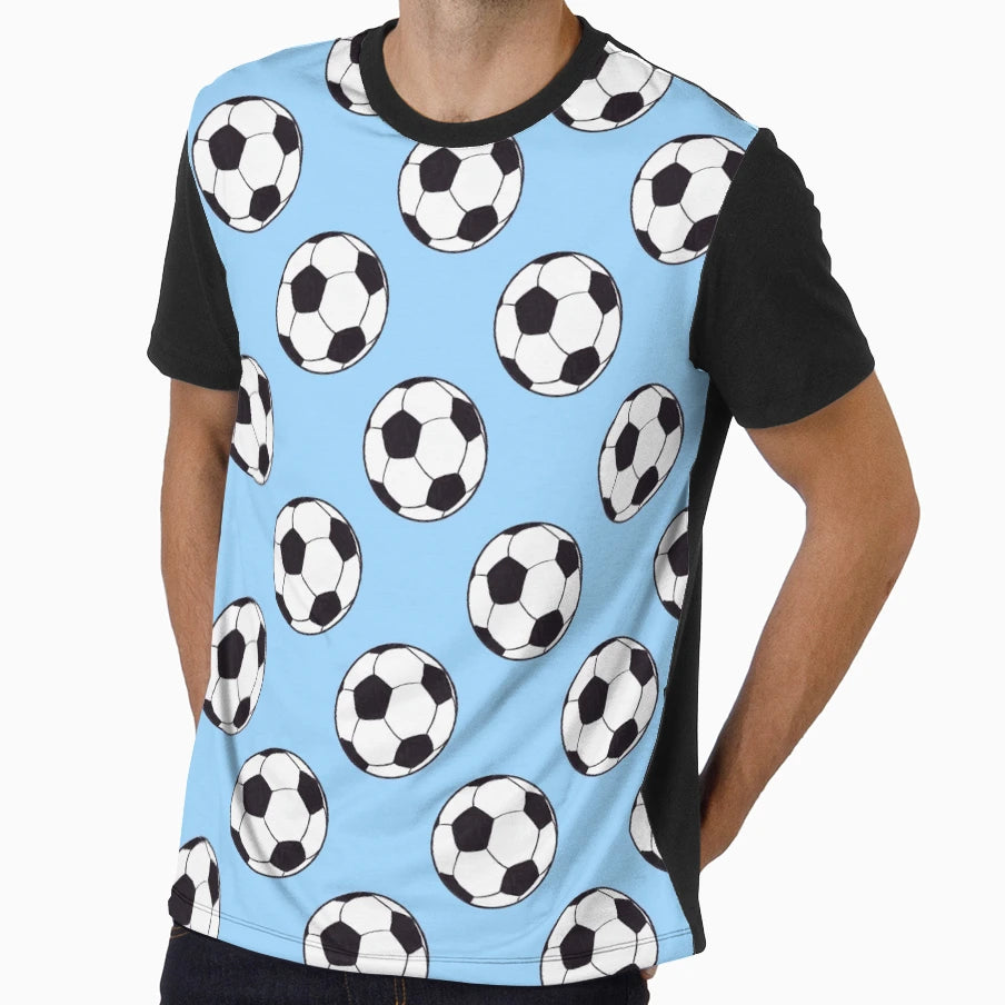 Simple Brushwork Soccer Ball Blue T-Shirt - Custom Art Print Men Women - T-Shirt, Sweatshirt, Hoodie