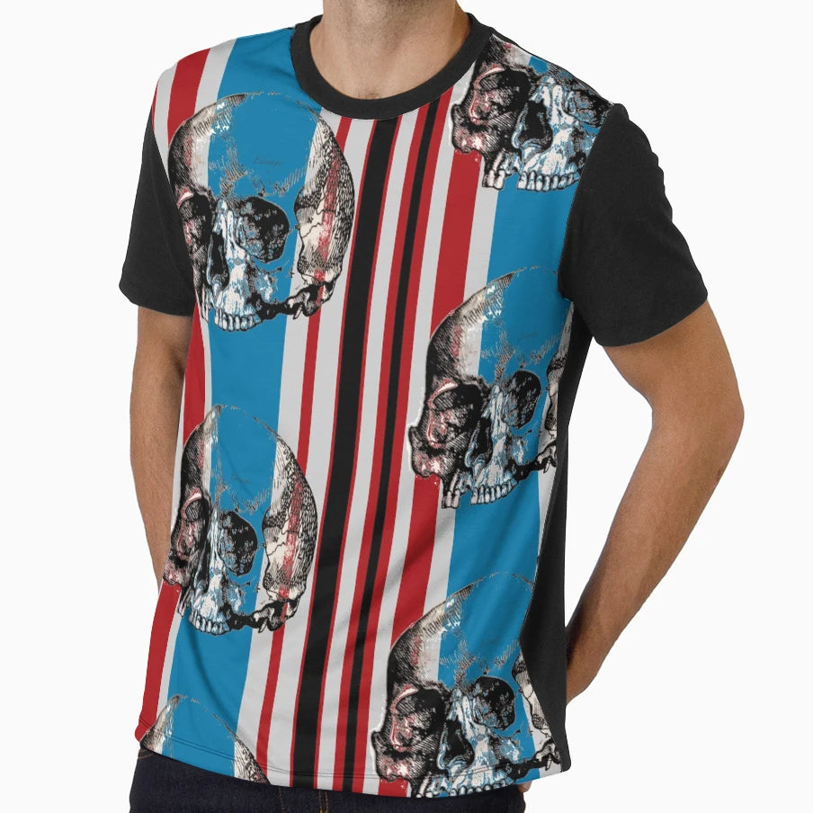 Ediemagic Skulls Stripes T-Shirt - Casual Everyday Wear for Adults - T-Shirt, Sweatshirt, Hoodie