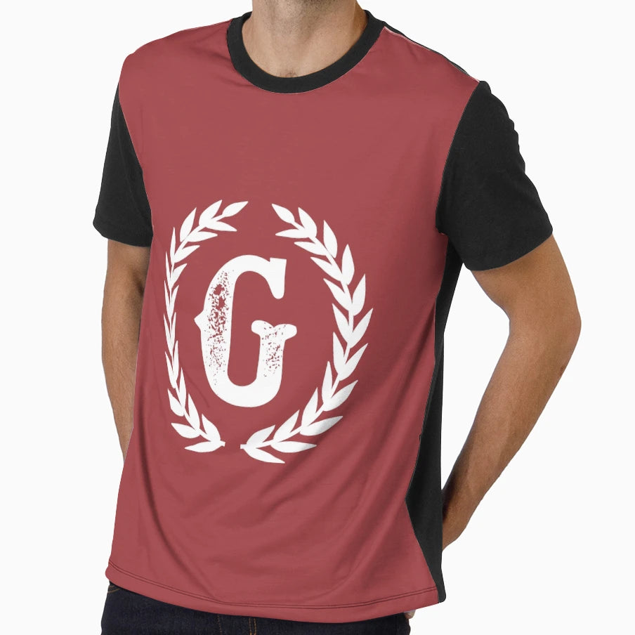 Rustic Red Monogram Letter G T-Shirt - Graphic Print Men Women - T-Shirt, Sweatshirt, Hoodie
