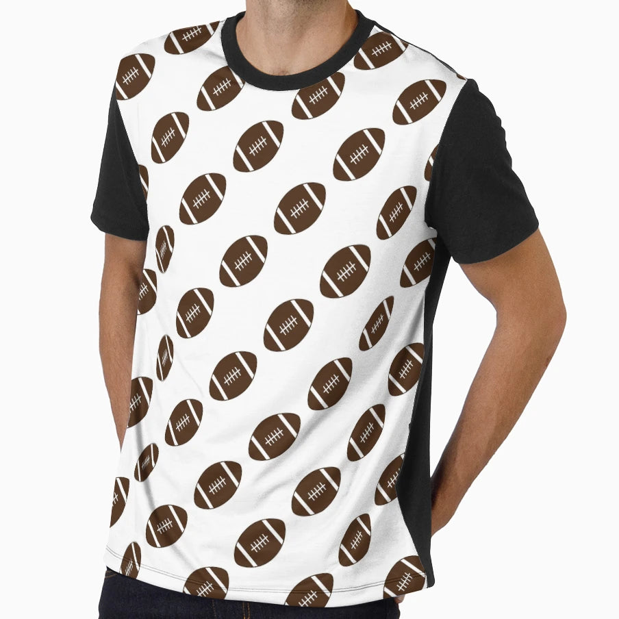 Football White Background Pattern T-Shirt - Streetwear Style for Adults - T-Shirt, Sweatshirt, Hoodie