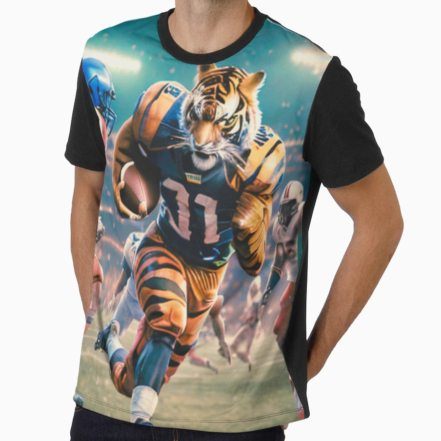 And Angry Tiger Playing American T-Shirt - Streetwear Style Men Women - T-Shirt, Sweatshirt, Hoodie