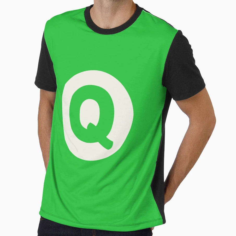 Letter Q Green T-Shirt - Casual Everyday Wear Men Women - T-Shirt, Sweatshirt, Hoodie