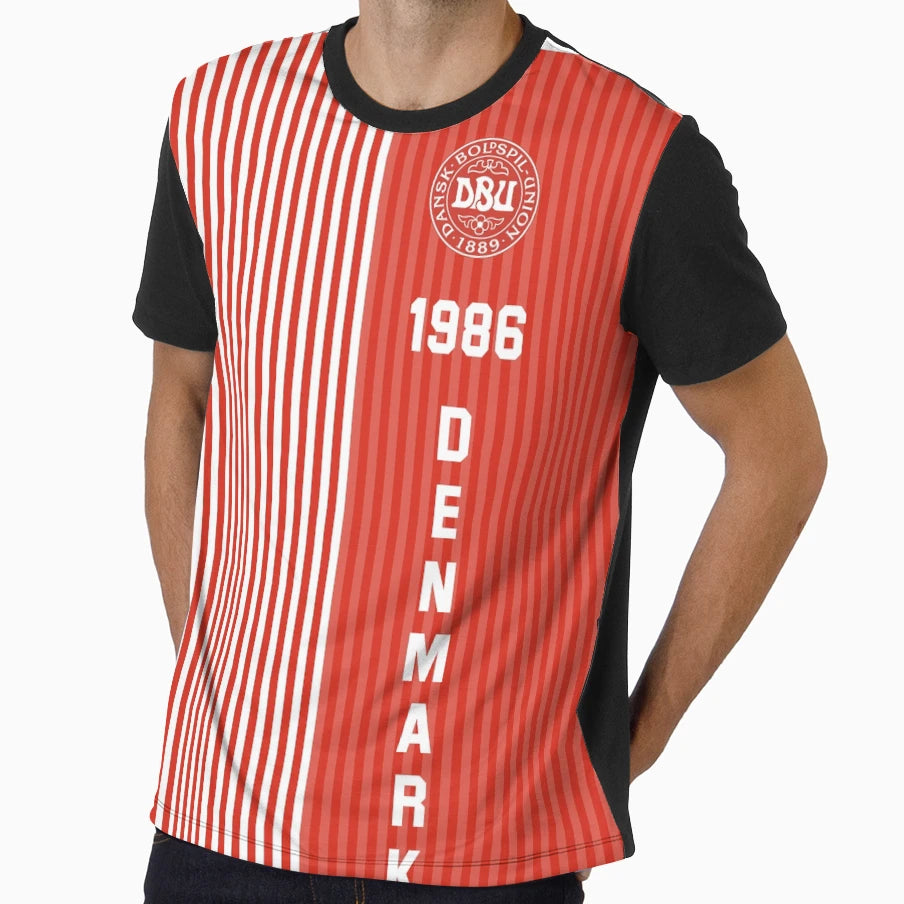 Denmark 1986 Football T-Shirt - Trendy Graphic for Adults - T-Shirt, Sweatshirt, Hoodie