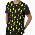 Lightning Bolt Pattern Black White Yellow T-Shirt - Custom Art Print Unisex - T-Shirt, Sweatshirt, Hoodie