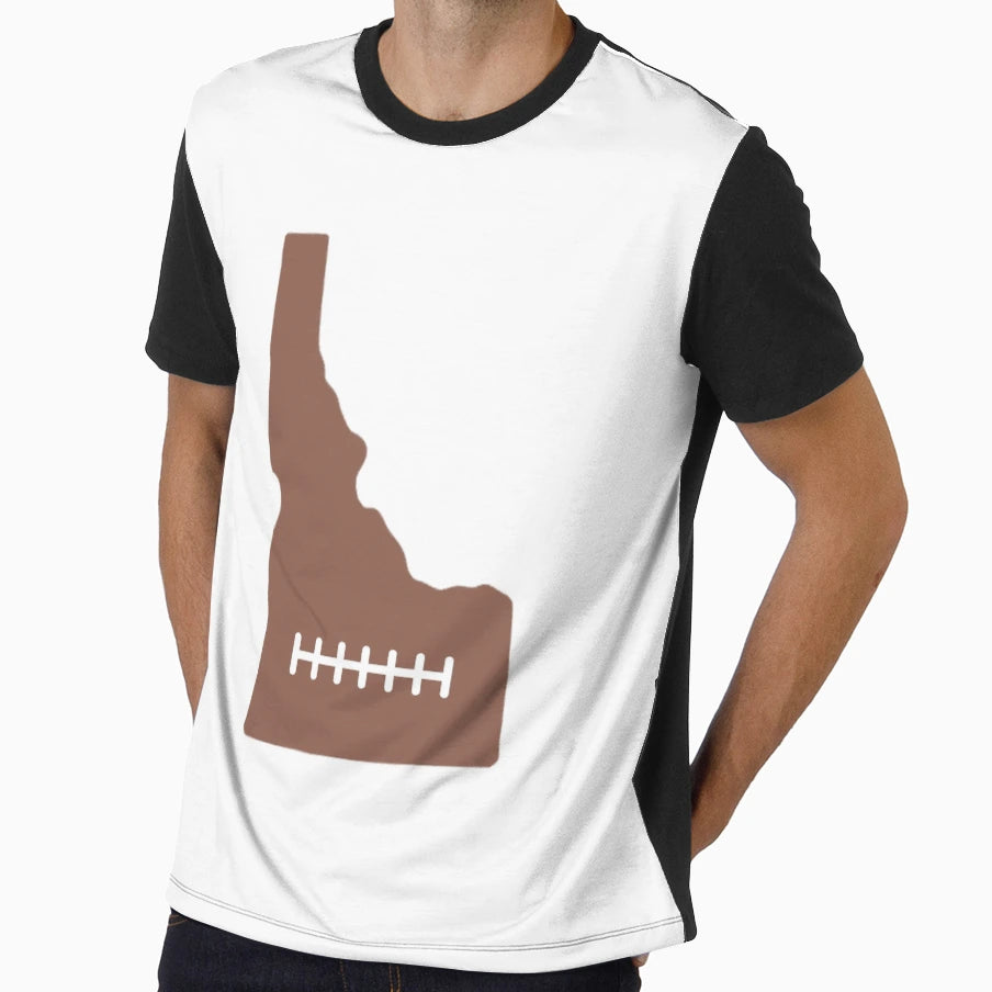 Idaho State Outline Football Stitch T-Shirt - Minimalist Print Unisex - T-Shirt, Sweatshirt, Hoodie